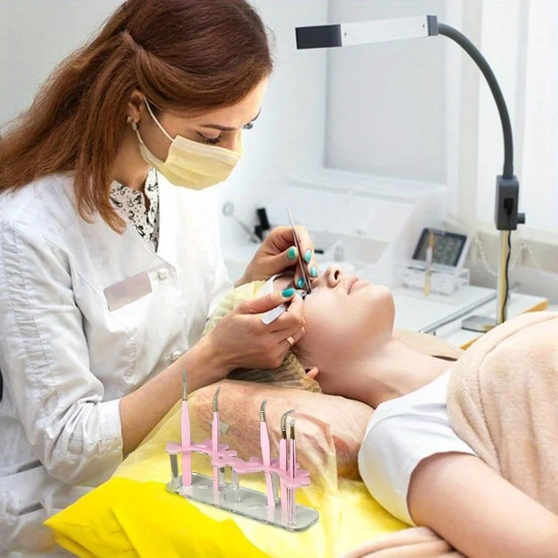 حامل ومنظم لملقط الرموش من الأكريليك، حامل تخزين احترافي متعدد الوظائف لأدوات تمديد الرموش