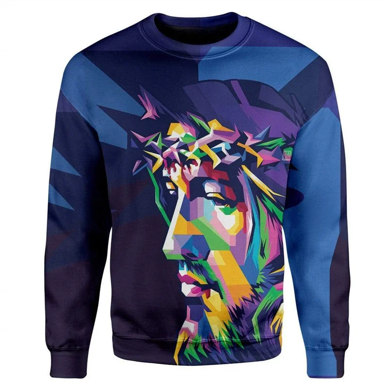 New Winter 3D The God Of Jesus Print Sweatshirts For Men Christian Belief Graphic Pullovers Kid Fashion Cool Streetwear Clothing