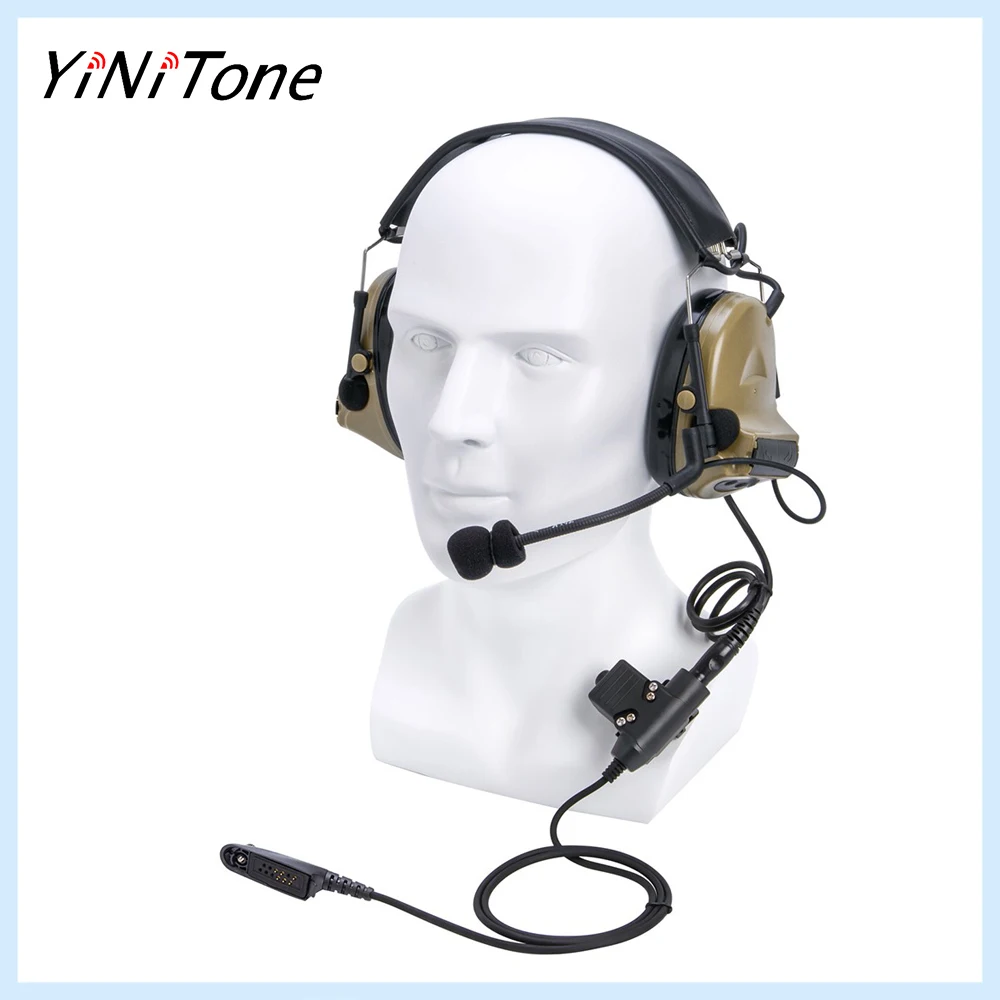 

Brown Aviation Pilot Headset Microphone Noise Reduction Hearing Protection Shooting Headphone U94 PTT For Motorola GP140 GP320 G