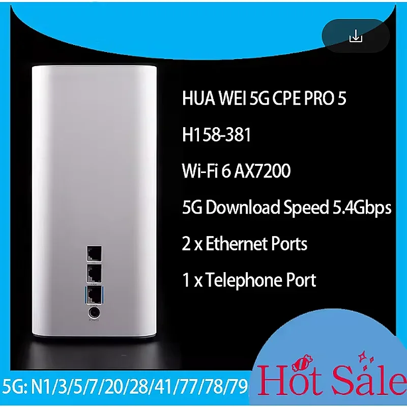 HUA WEI 5G CPE PRO 5 H158-381 Download 5,4 Gbit/s Wi-Fi 6 7200 Mbit/s Wireless Router 5G 4G Cat20 LTE WiFi Modem mit SIM-Kartensteckplatz