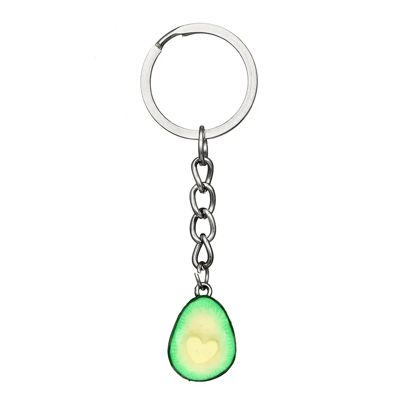 Grass Green  Simulation Fruit Avocado Heart-shaped Keychain Fashion Jewelry  Keyrings Best Friend s BFF