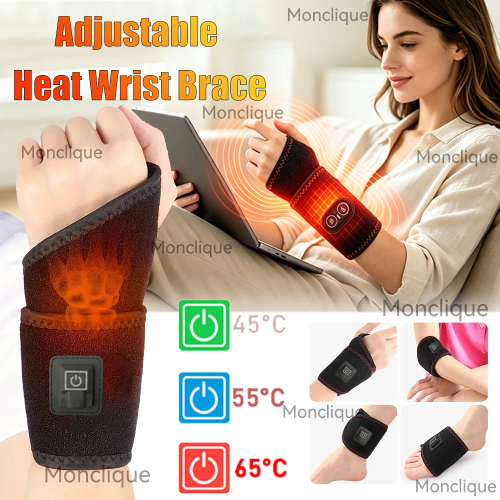 Electric Hand Heat Massager Adjust Wrist Heating Belt Wrist Joint Support Relax USB Charging Portable Heating Wrist Guard