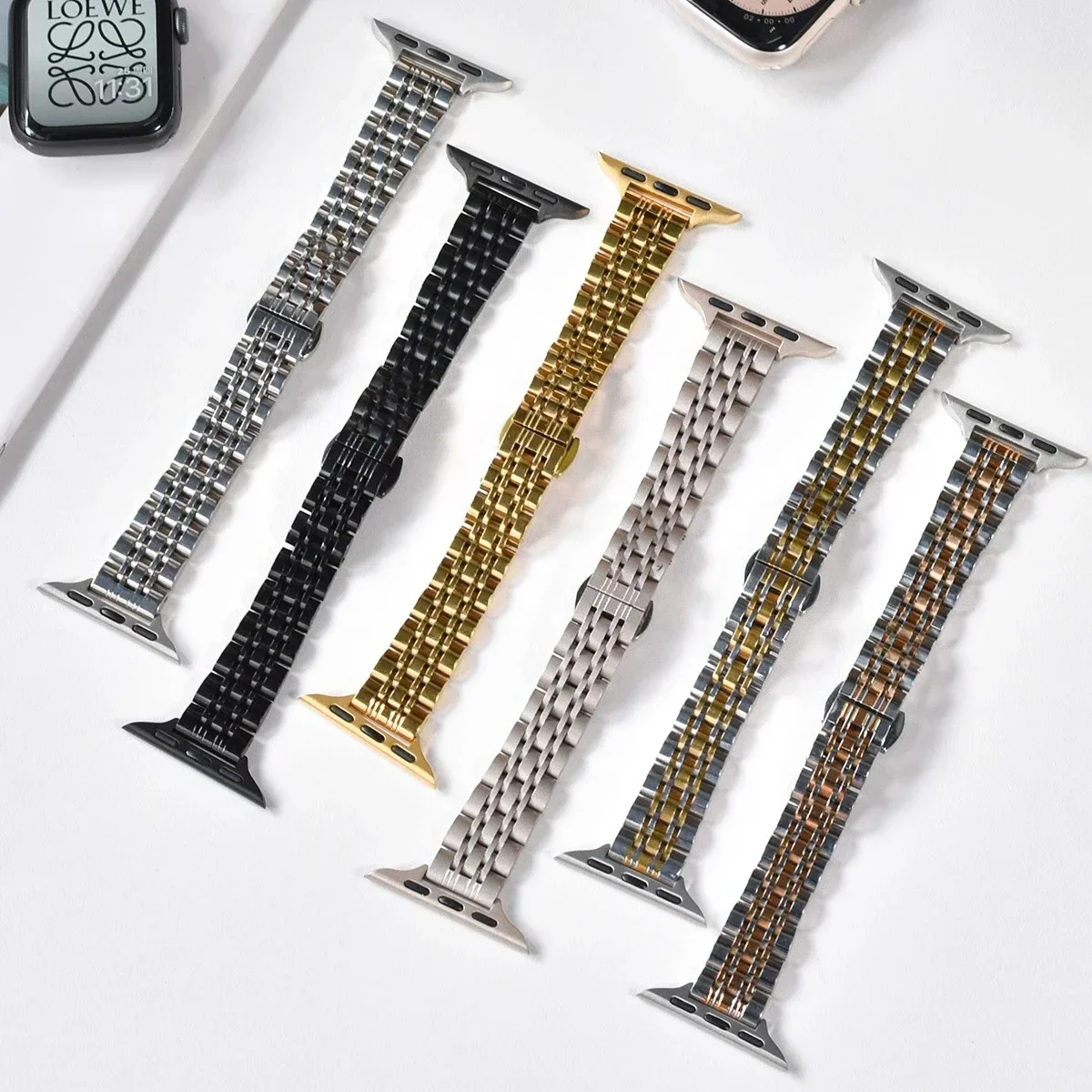 Тонкий металлический ремешок из нержавеющей стали для Apple Watch Series 9 8 7 SE 5 4 3 2 1 Ultra iWatch 45 мм 41 мм 38 мм 40 мм 42 мм 44 мм 49 мм