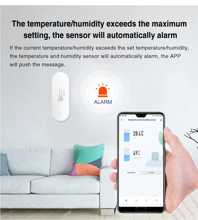 Tuya Wifi Sensor inteligente de temperatura y humedad higrómetro interior controlador monitoreo aplicación Control funciona con Alexa Google Home