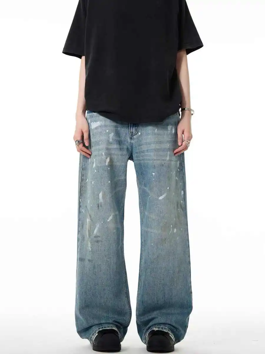 

Women Blue Vintage Y2k Baggy Jeans Harajuku Wide Leg Denim Trousers Japanese 2000s Style Boyfriend Jeans Pants Oversize Clothes