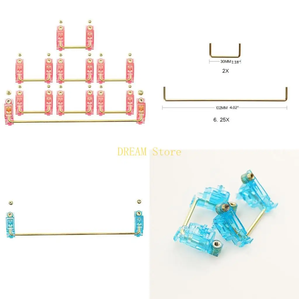V2 Screw-in Keyboard Smokey Stabilizers Transparent Yellow Gold Plated with Special Design No Dropping Wire best sale