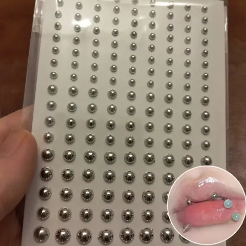 180pcs Non Piercing Lip Nails Sticker Selfadhesive Waterproof Reusable Fake Lip Nail Eyebrow Nose Ring Body Belly Button Jewelry