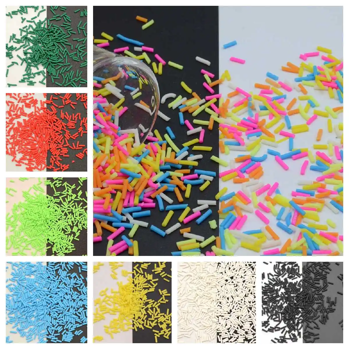 

500g/Lot Mixed Colors Long Pastel Candy Polymer Clay Sprinkles Soft Pottery Cutter for Decoration DIY Crafts