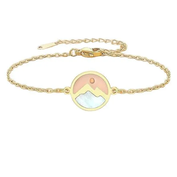 سوار جبال متحركة مطلي بالذهب عيار 18 قيراط - سوار بذور الخردل من الفولاذ المقاوم للصدأ لعيد الفصح المسيحي وهدايا عيد الميلاد للنساء