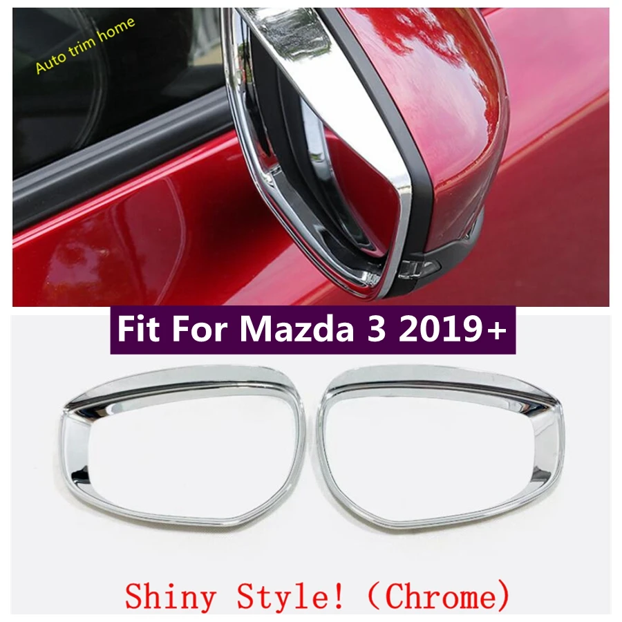 

ABS Chrome Rearview Mirror Eyebrow Sun Rain Shield Visor Decoration Frame Cover Trim Fit For Mazda 3 2019 - 2023 Car Accessories