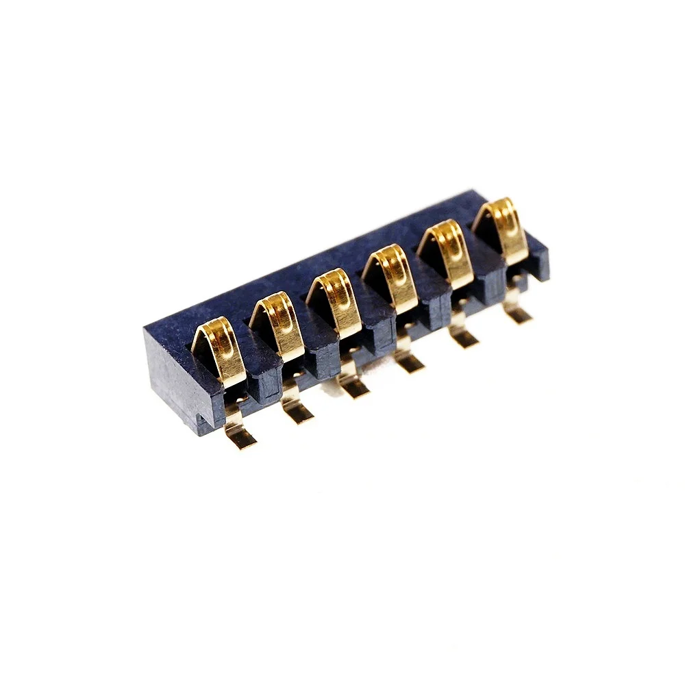 5pcs Spring Compression Contact 2.5 mm Pitch 6 Pin Female Male Connector Surface Mount Battery Connectors Reflow Solder PCB