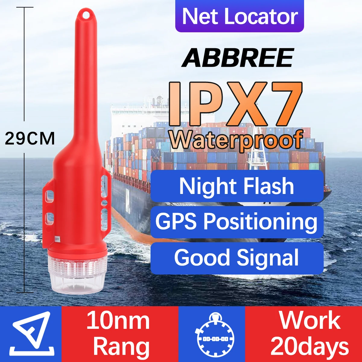 ABBREE AR-868M AIS Net Locator 10W IPX7 Wasserdicht GPS Präzise Positionierung Lange Standby-Zeit