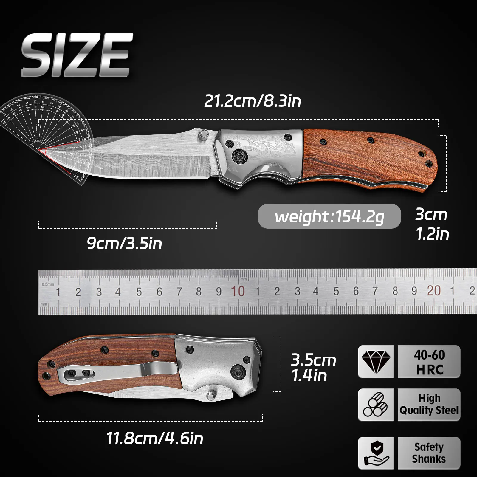 Multi-purpose Military Tactical Knife EDC Convenient Pocket Knife Self-Defense Suitable for Hiking Survival Knife Cutting Knife