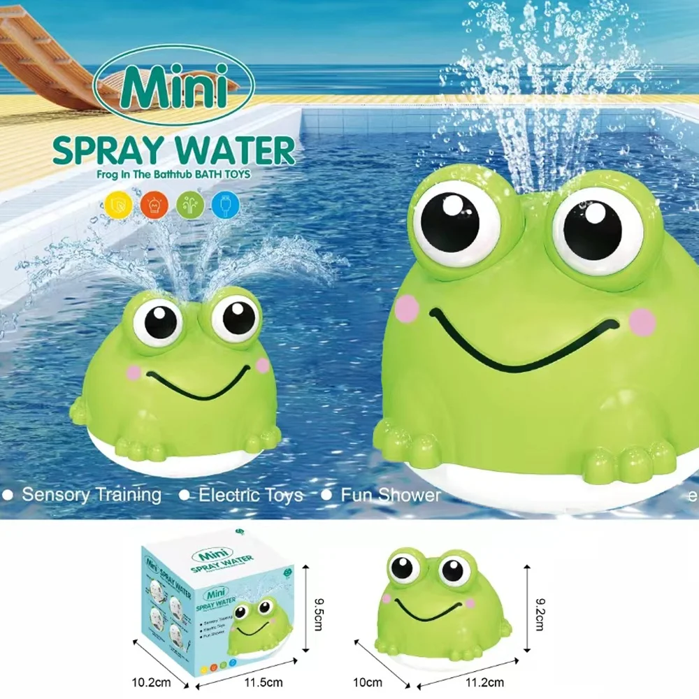 Brinquedo de banho de sapo com spray de detecção automática com botão de luz LED - Bateria/USB recarregável brinquedo de brincar de água para chá de bebê para presentes de crianças