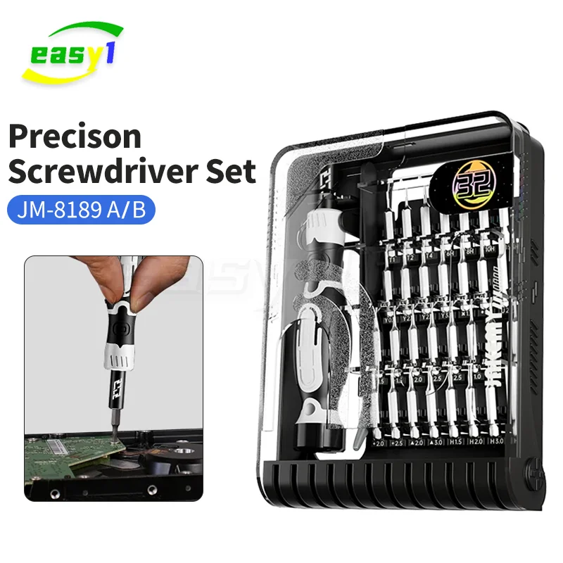 JAKEMY JM-8189 Precision Screwdriver Set with Tweezers Magnetic CR-V Bits for Mobile Phone PC Camera Electronic Repair Tools