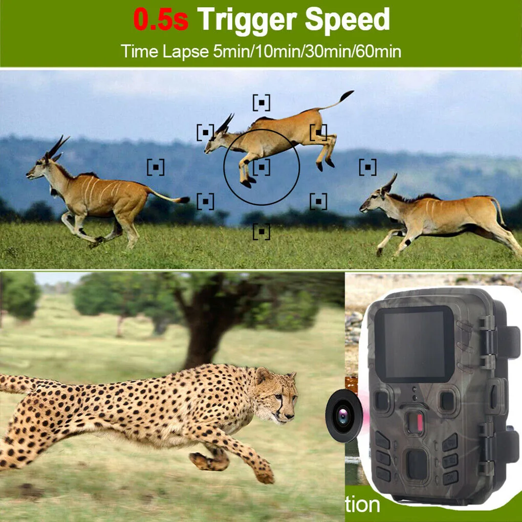 12MP 1080P Wildlife Hunting Trail Game Camera Motion Activated Security Camera IP66 Rechargeable Hunting Scouting Camera