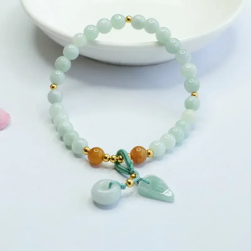 

Burmese Jade Donut Bracelets Luxury Accessories Women White Bangle Jewelry Man Charms Charm Natural Bead Gift Jadeite Gemstone