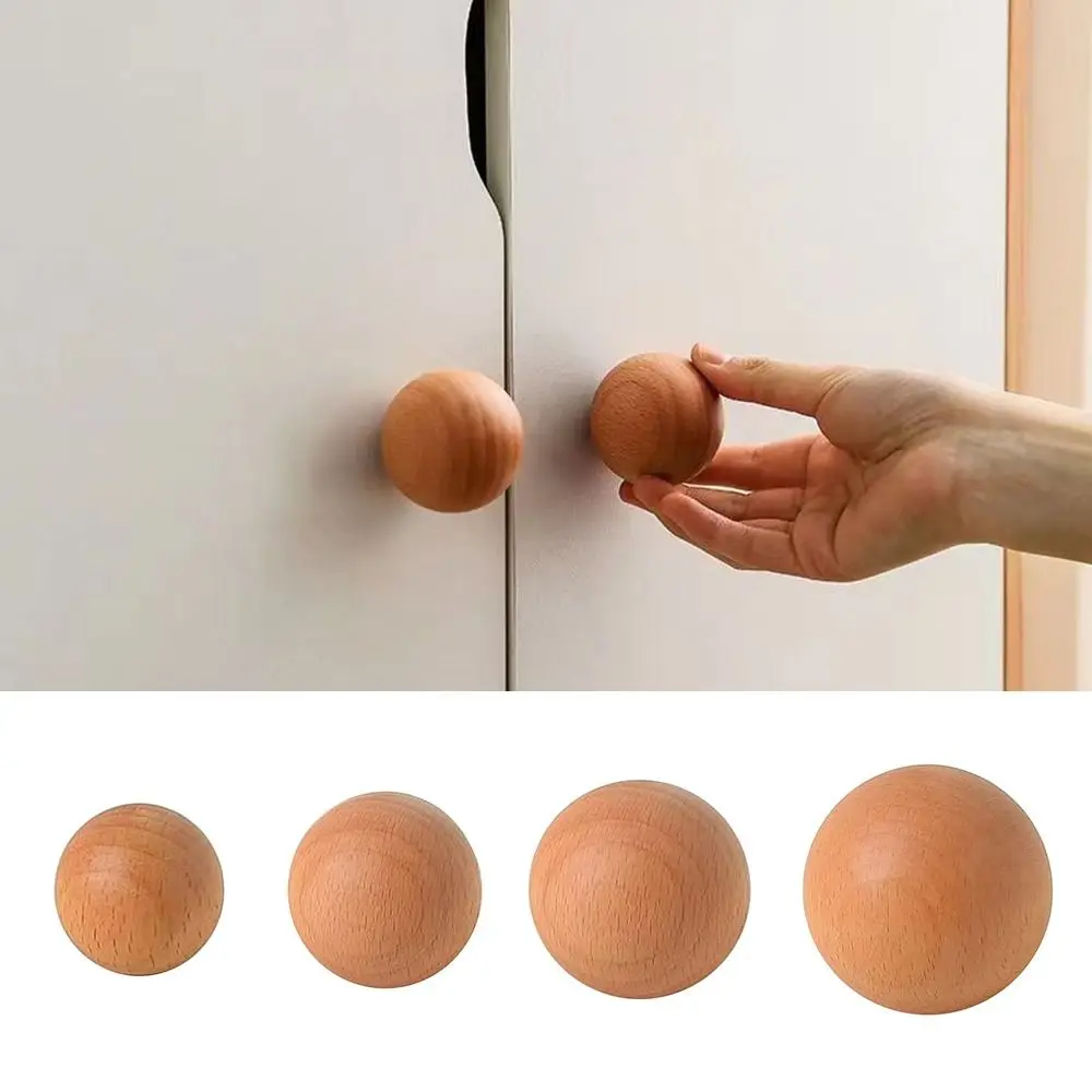 Accessories Nordic Cupboard Wardrobe Pulls Round Beech Wooden Door Handles Simple Wardrobe Knob Home Decoration