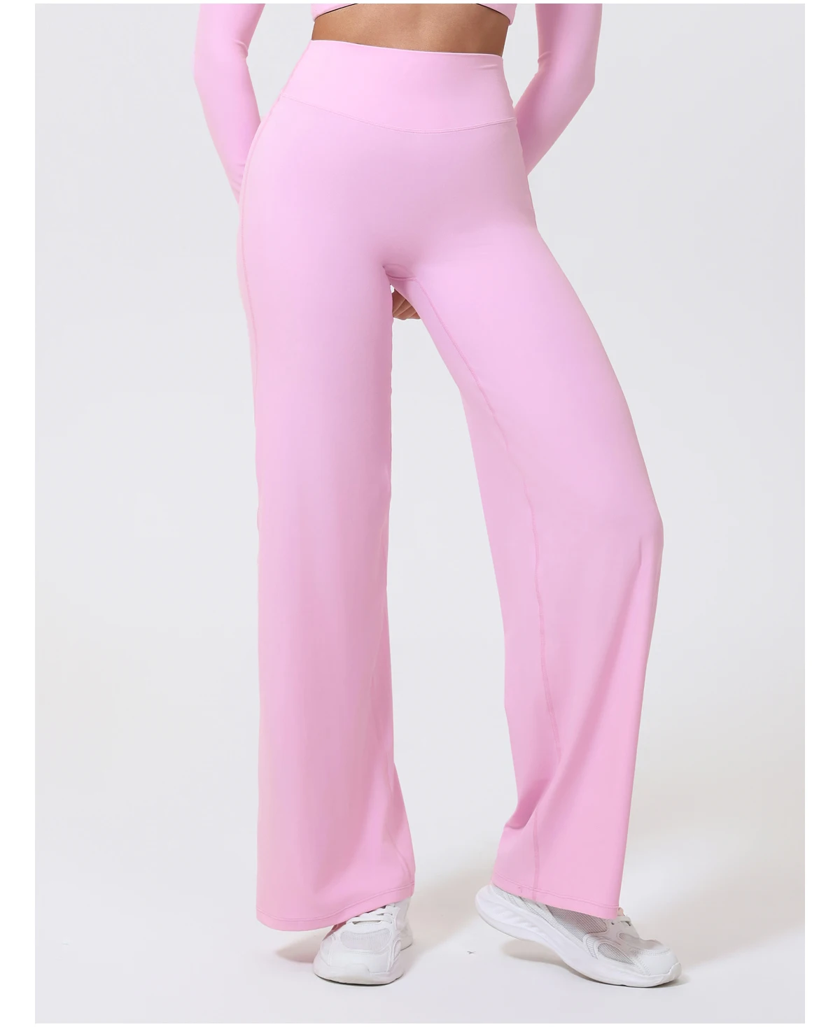 Hearuisavy Damen-Sporthose mit geradem Bein, Fitnessstudio-Bekleidung, nacktes Gefühl, Kompression, weites Bein, Yoga-Leggings, Pilates, Fitness-Strumpfhose – Detail 10