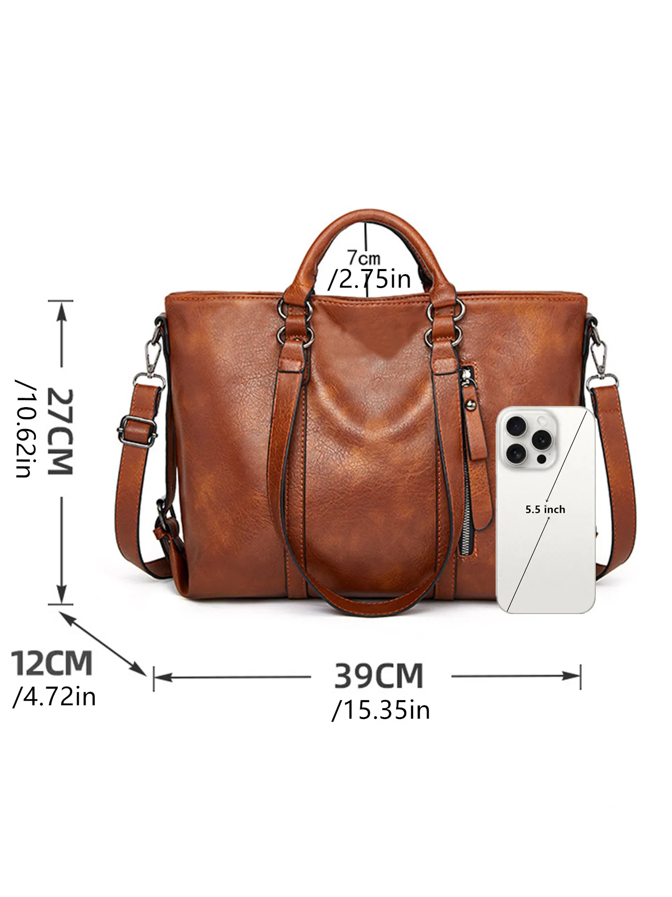 Large Women's Tote Bag, Artificial Leather Long Shoulder Strap Handbag, Single Shoulder Bag A4 Business Office Tote Bag
