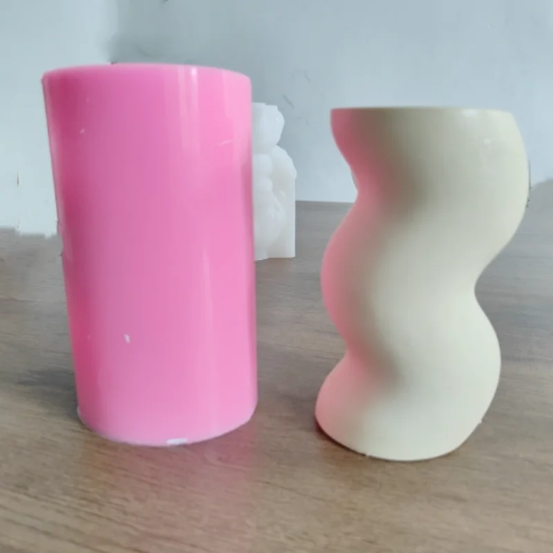 DIY Squiggly Candles mold Irregular Wavy beeswax silicone moulds curvy candle mold for making Unique Pillar Ripples candle mold