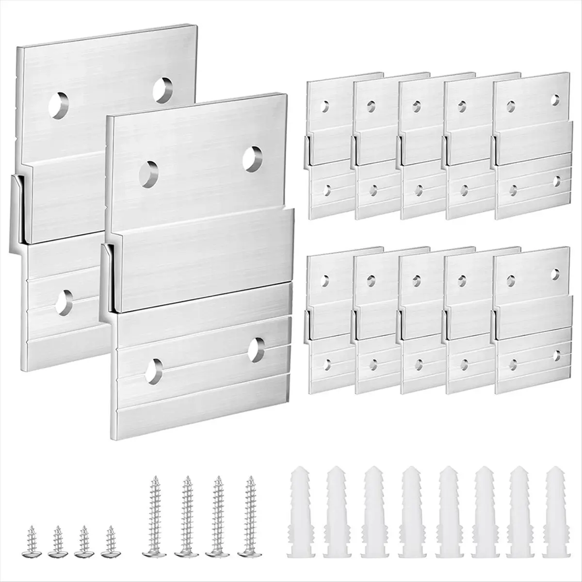 A56K Hardware Kit for Hanging French Plywood Picture Hooks, Wall Bracket Hardware Kit Aluminum Z Bar Hangers 24 Pieces