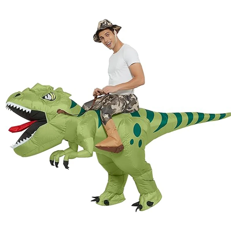 Riding T-Rex Inflatable Cosplay Costume Adult Kids Fancy Dress Dinosaur Role Playing Chasing Game Halloween Holiday Theme Party