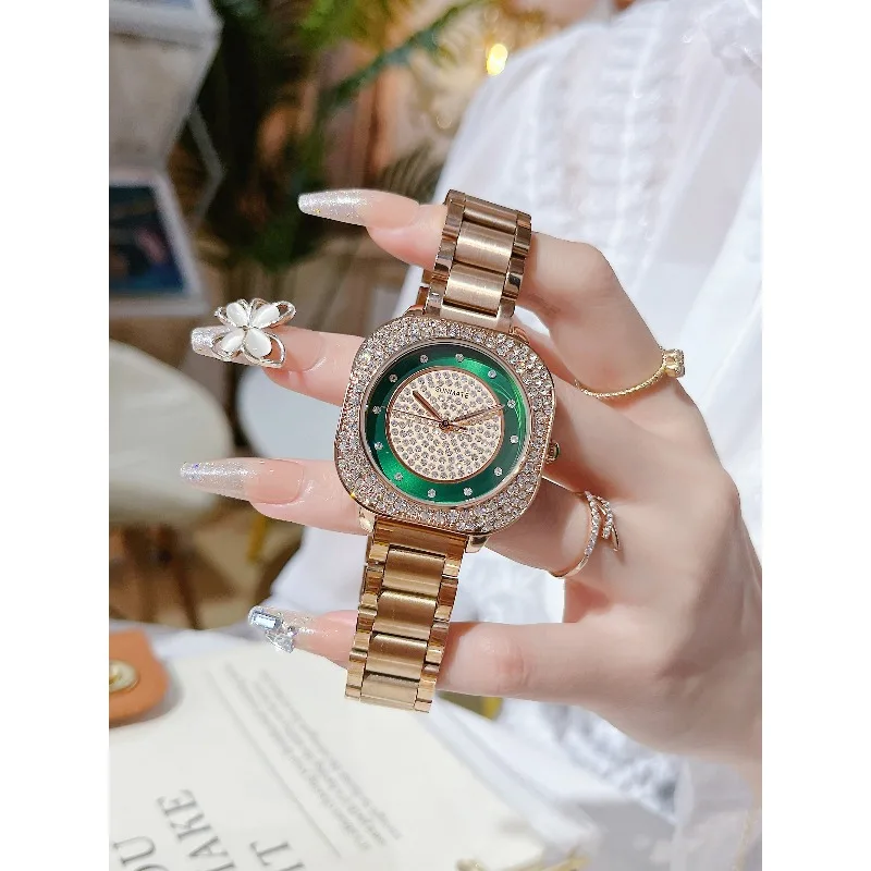 Hot-selling SUNMATE Luxury Brand Women's Watch, Diamond-encrusted Stainless Steel Women's Watch, Comes with A Free Watch Box.