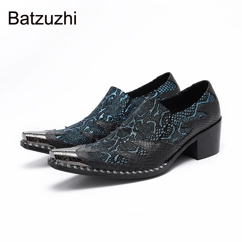 

Batzuzhi Handmade Men's Shoes Slip on Leather Dress Shoes with Metal Toe Formal Business, Party and Wedding Shoes for Man!
