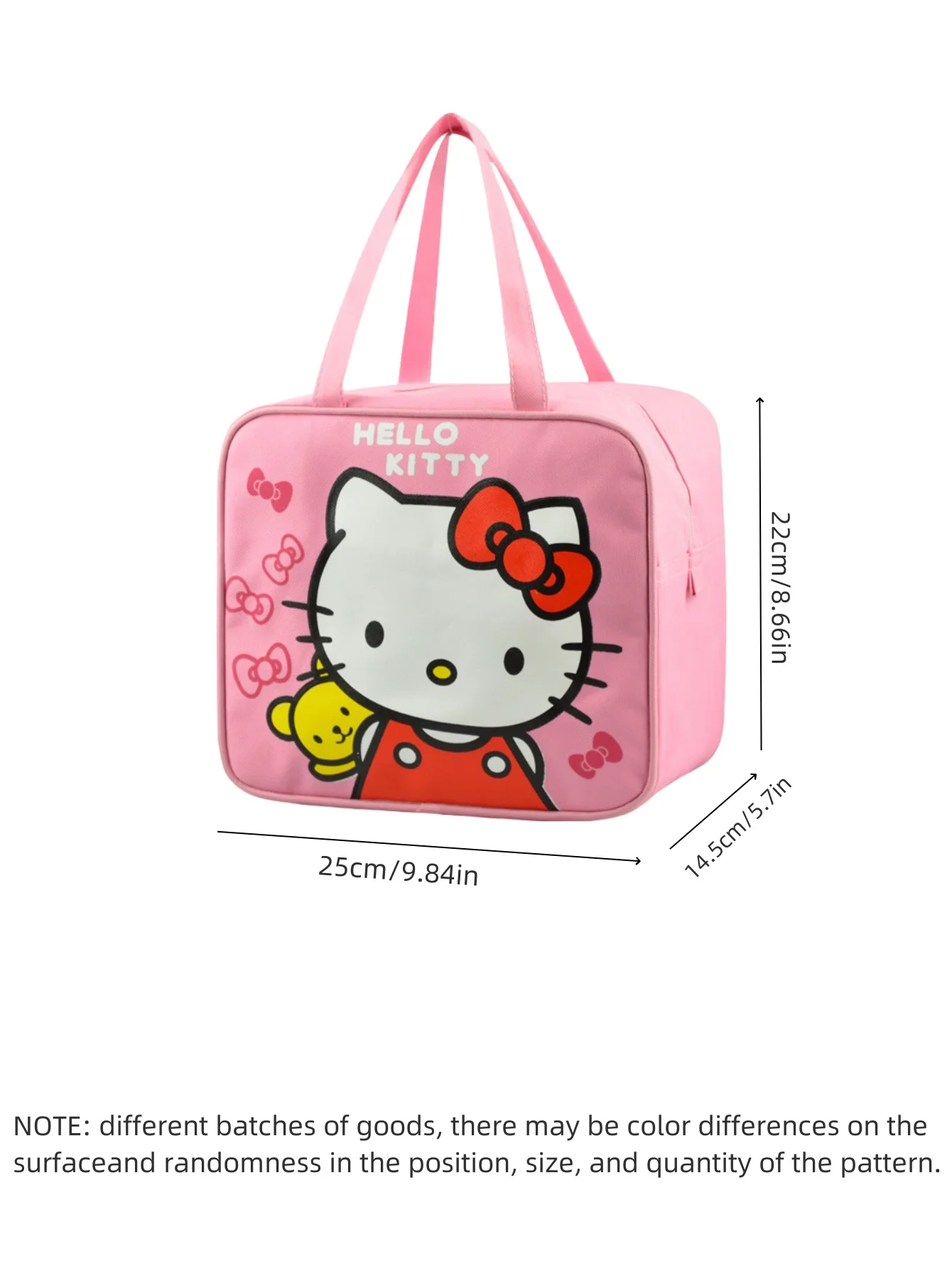 1 قطعة مرحبا معزول كيتي حقيبة الغداء لطيف سميكة مقاوم للماء حمل علب الاغذية الكرتون بينتو حقيبة مع العزل الحراري