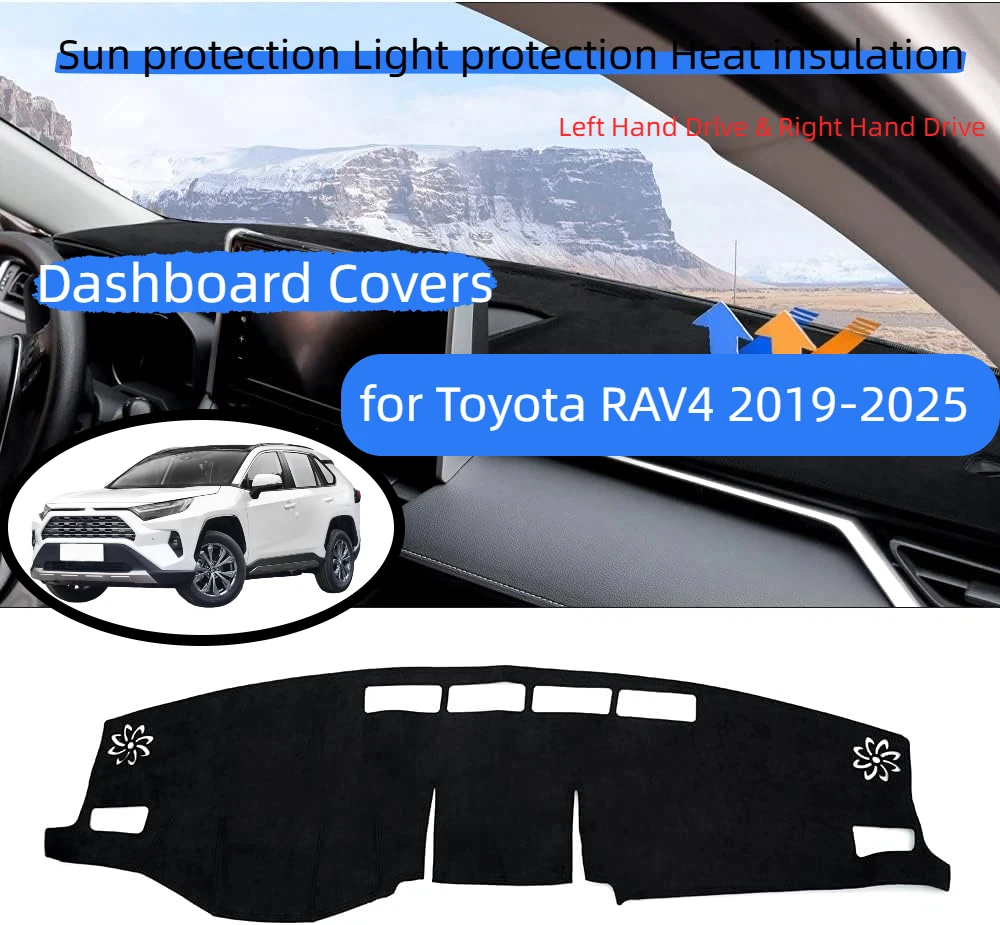 

Коврик-накладка Cartist из замши на приборную панель для Toyota RAV4 2019-2025 – Защита от солнца, бликов и УФ-излучения