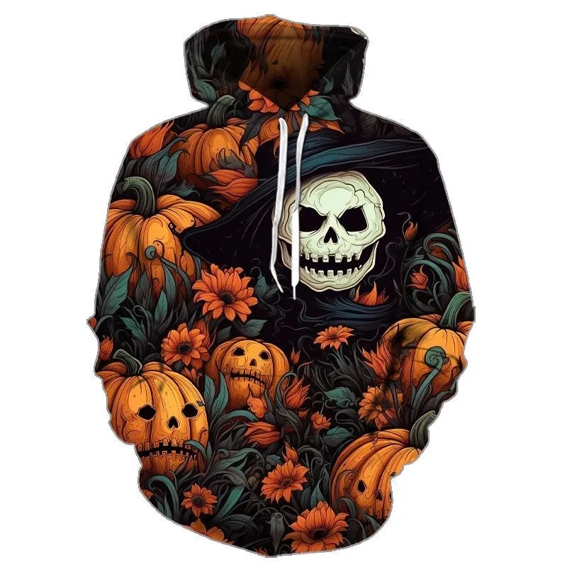 هودي بطباعة رقمية ثلاثية الأبعاد لقرع الهالوين، سترة عصرية غير رسمية للجنسين، مصنوعة من ألياف البوليستر بأكمام طويلة وقصة عاد... #4