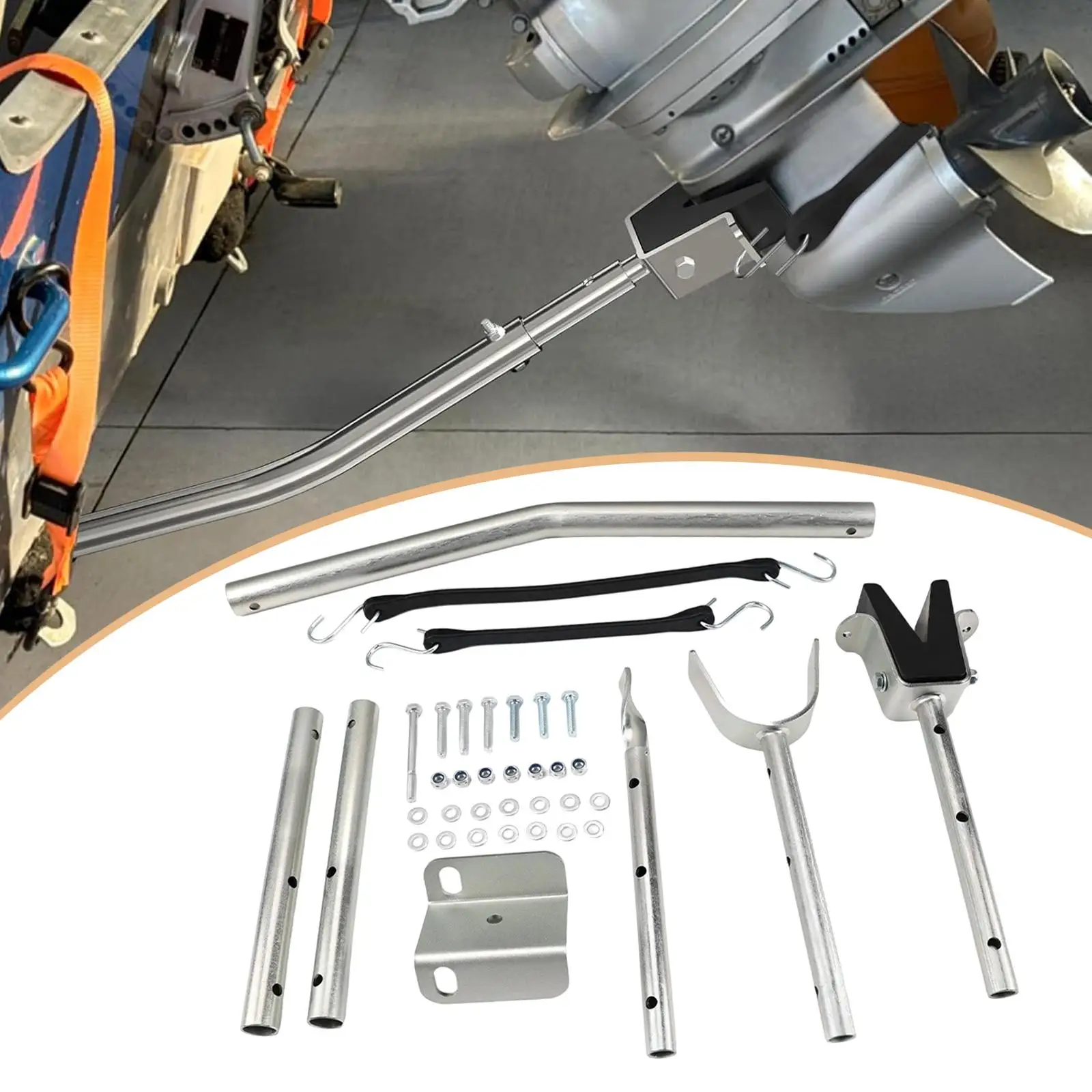 Universal Outboard Motor Transom Saver Bracket Adjustable Carbon Steel Protector Rod for Marine Equipment for Boats