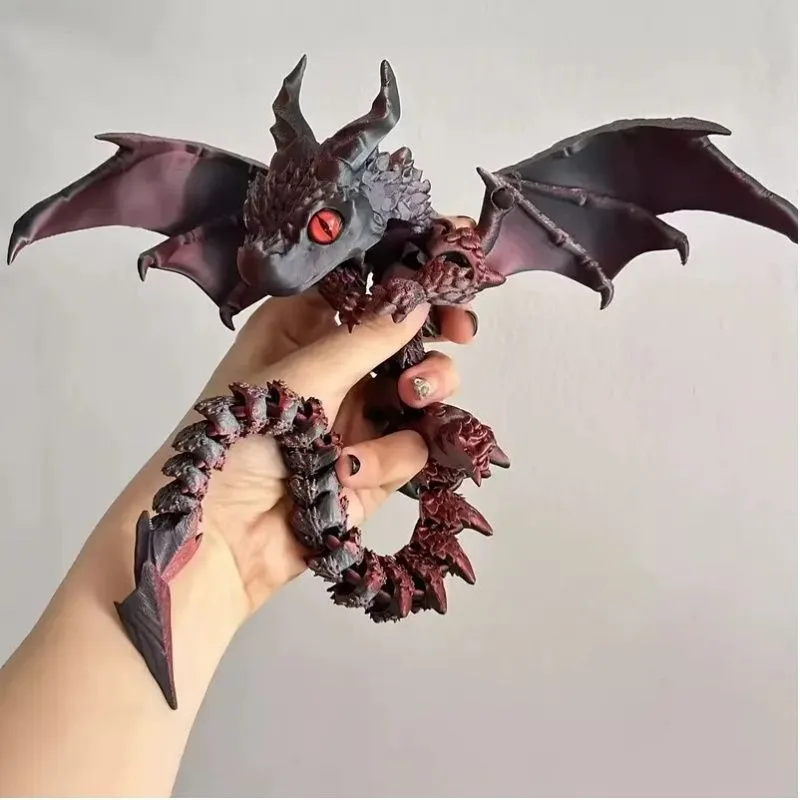 Brinquedo Articulado Mágico Dragão com Asas de Impressão 3D de 23cm, Brinquedos Decorativos para Mesa, Presentes e Artesanato.