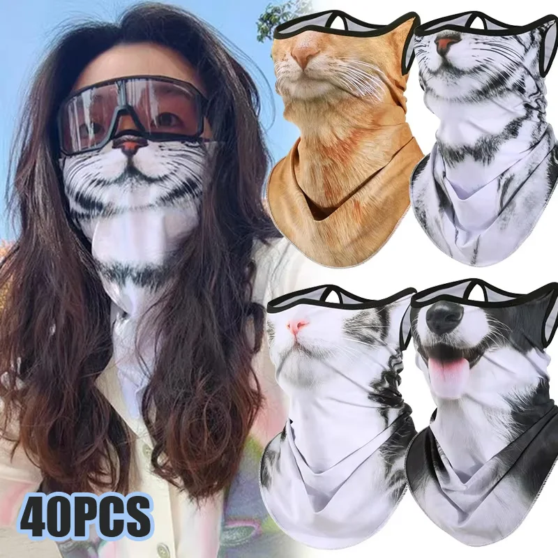 3D Cat Dog Cute Animal passamontagna moto Motocross Ski Snowboard Hat Helmet Liner Biker Neck Warmer Face Cap ciclismo copricapo