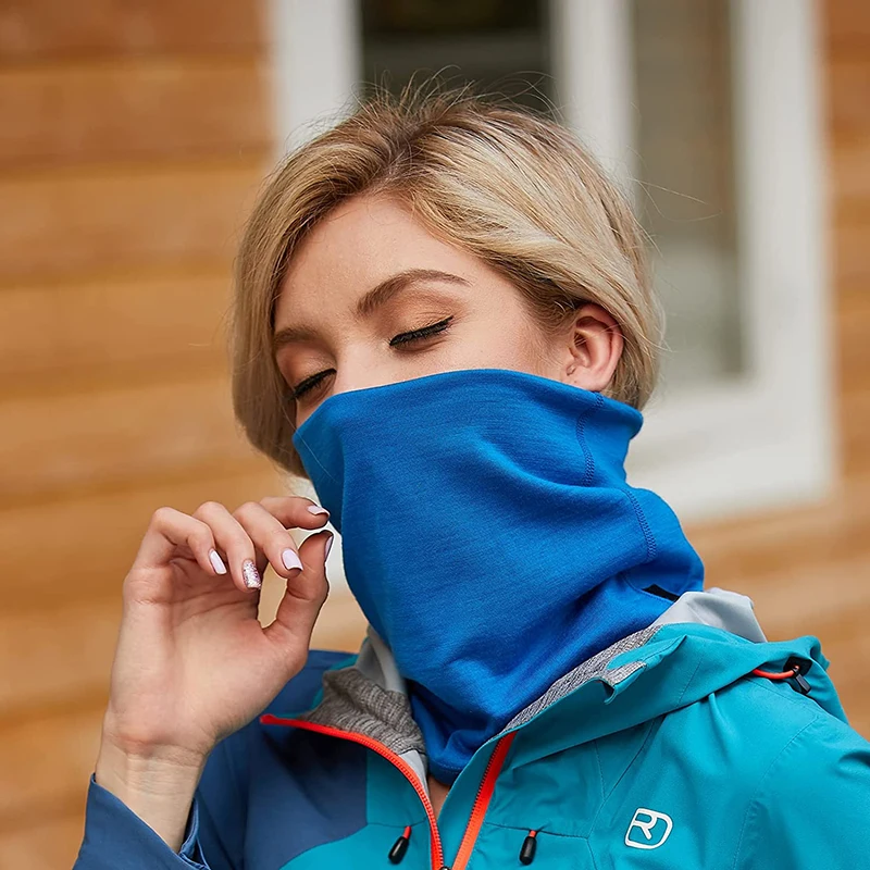 Unisex Merino Wool Bamboo Neck Gaiter colorful Bandana Women Men Merino Wool Ski Neck Gatier Ring Wrap 1 Layer Warm Scarf
