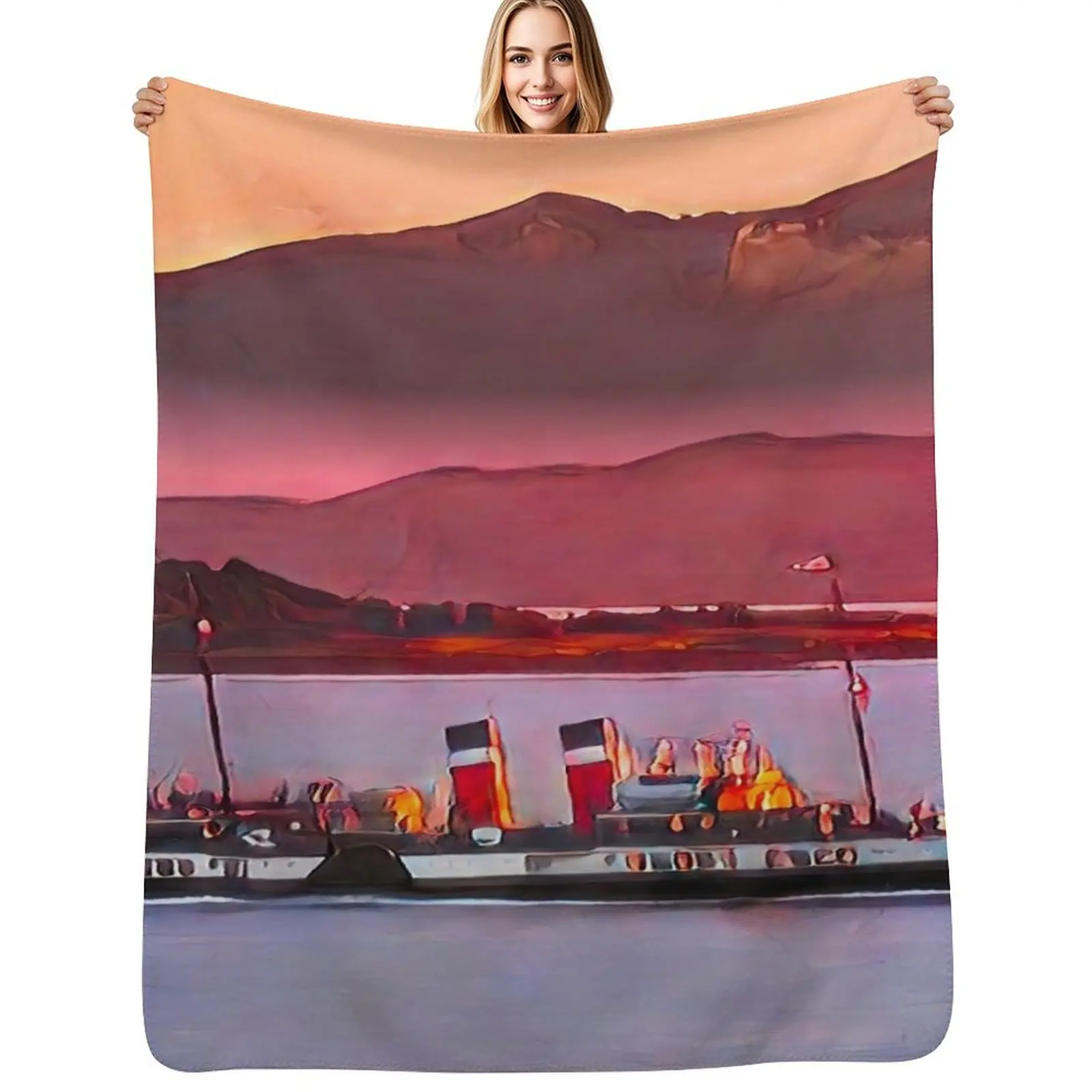 

PS Waverley Sailing Up The Clyde Throw Blanket Flannels Flannel Fabric Soft Plush Plaid blankets ands Blankets