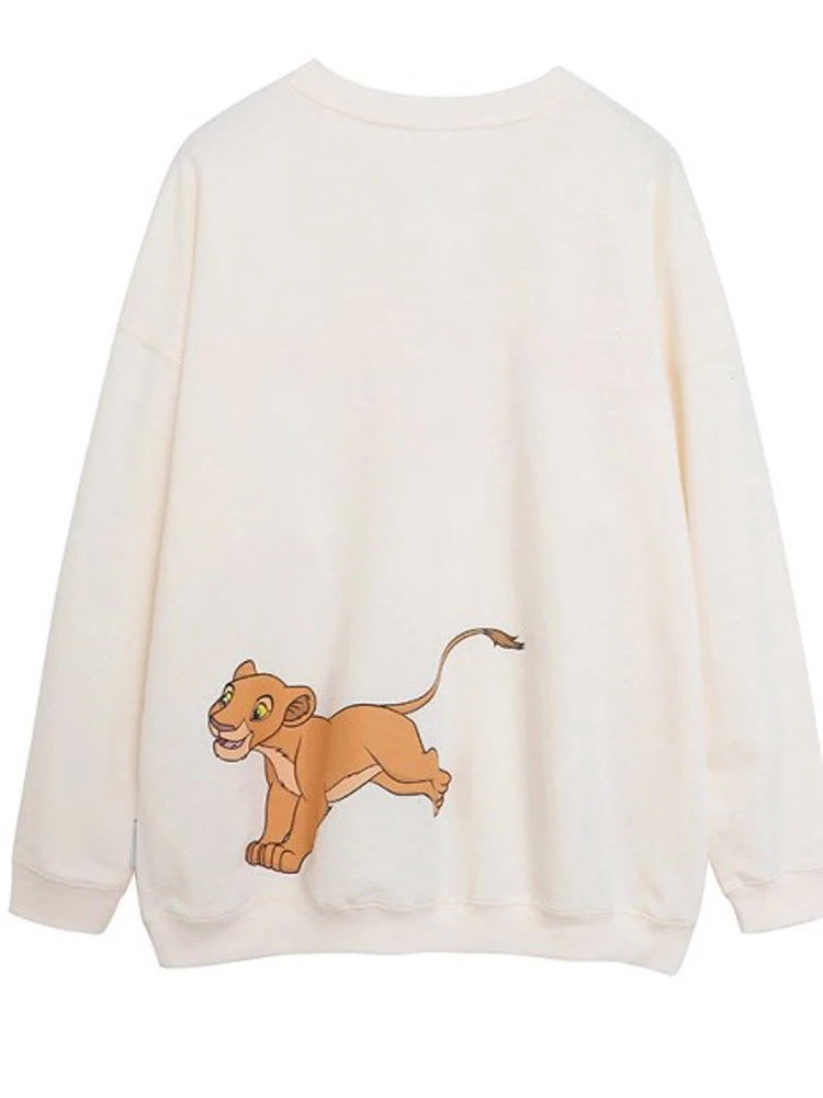 ديزني والت ديزني العالم البلوز ملك الغابة سيمبا الكرتون طباعة التطريز المرأة س الرقبة البلوز الصوف البلوز القمم