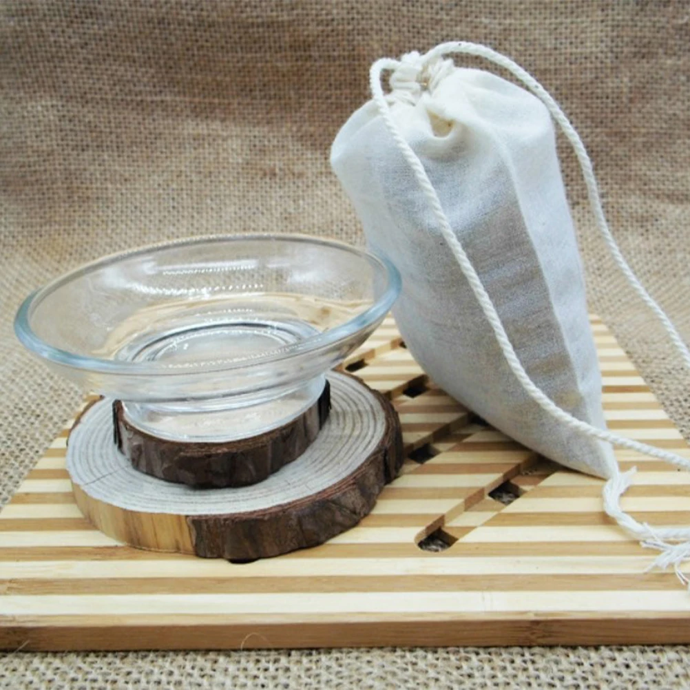 

20pcs Cotton Drawstring Filter Bags Strainer Empty Reusable for Loose Leaf Tea Coffee Cotton Tea Bags Herbs Powder