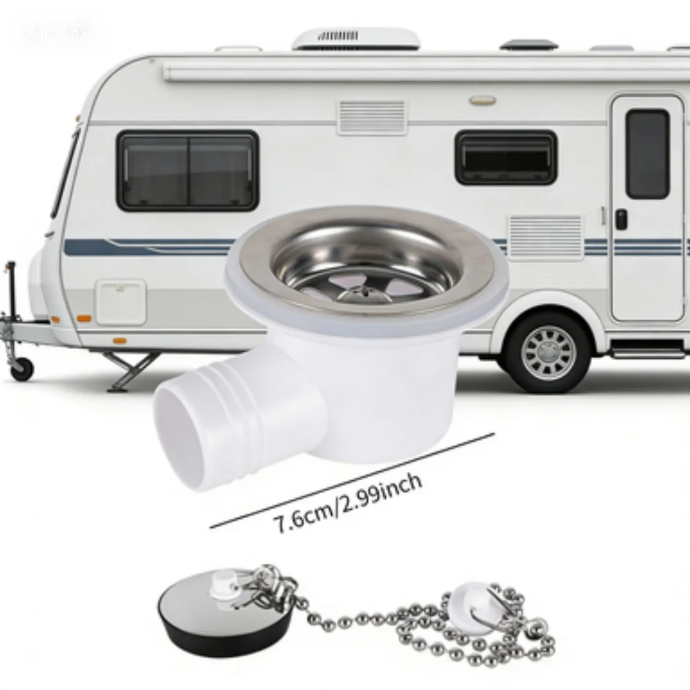 

RV Sink Waste Drain Plug Hole Angle Fitting Is Made Of Quality Pp And Stainless Steel For Caravans RVs And Ships Easy To Install