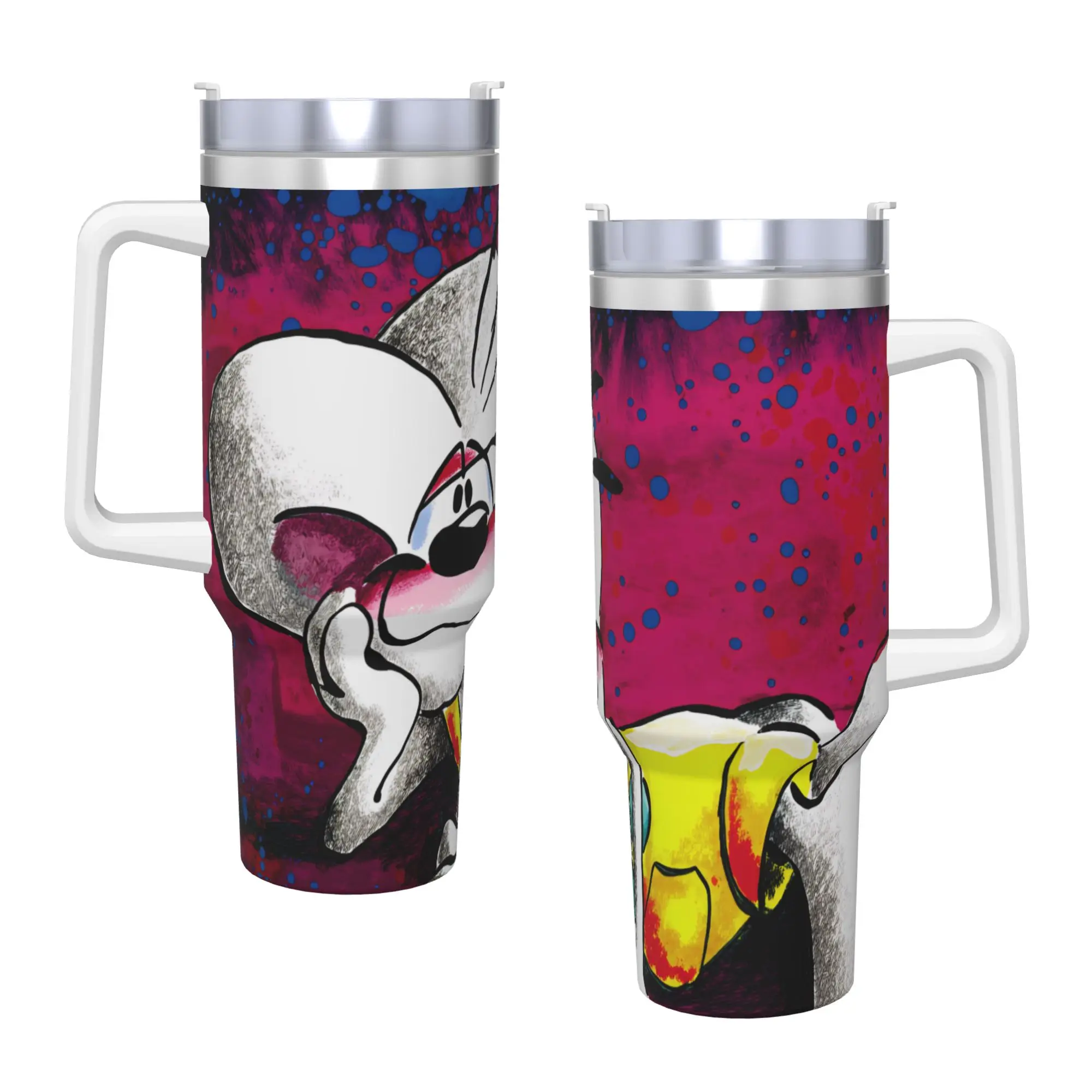 Stainless Steel Tumbler Comic Cartoons Diddl  Mugs Cup With Straws  Beach Cold and Hot Water Bottle Portable Large Coffee Mug