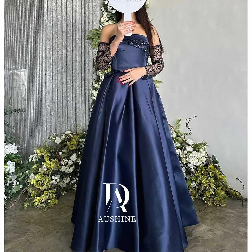 Aushine Dress Luxury Birthday Evening Dress Ankle Length Sleeveless Summer Elegant Wedding Party Gowns For Women Arab 2024Fu