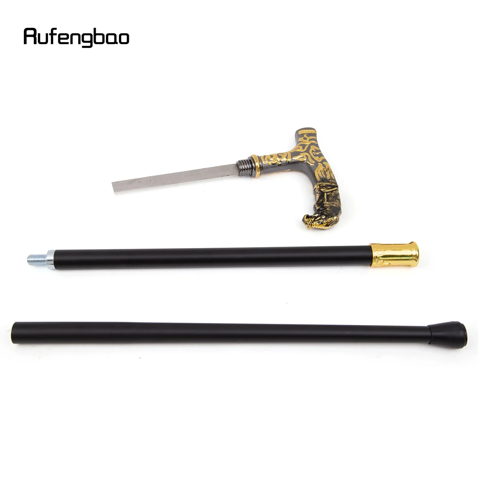 Bastão de caminhada de luxo com alça de elefante preto dourado com placa escondida autodefesa moda cana cosplay crosier stick 90cm