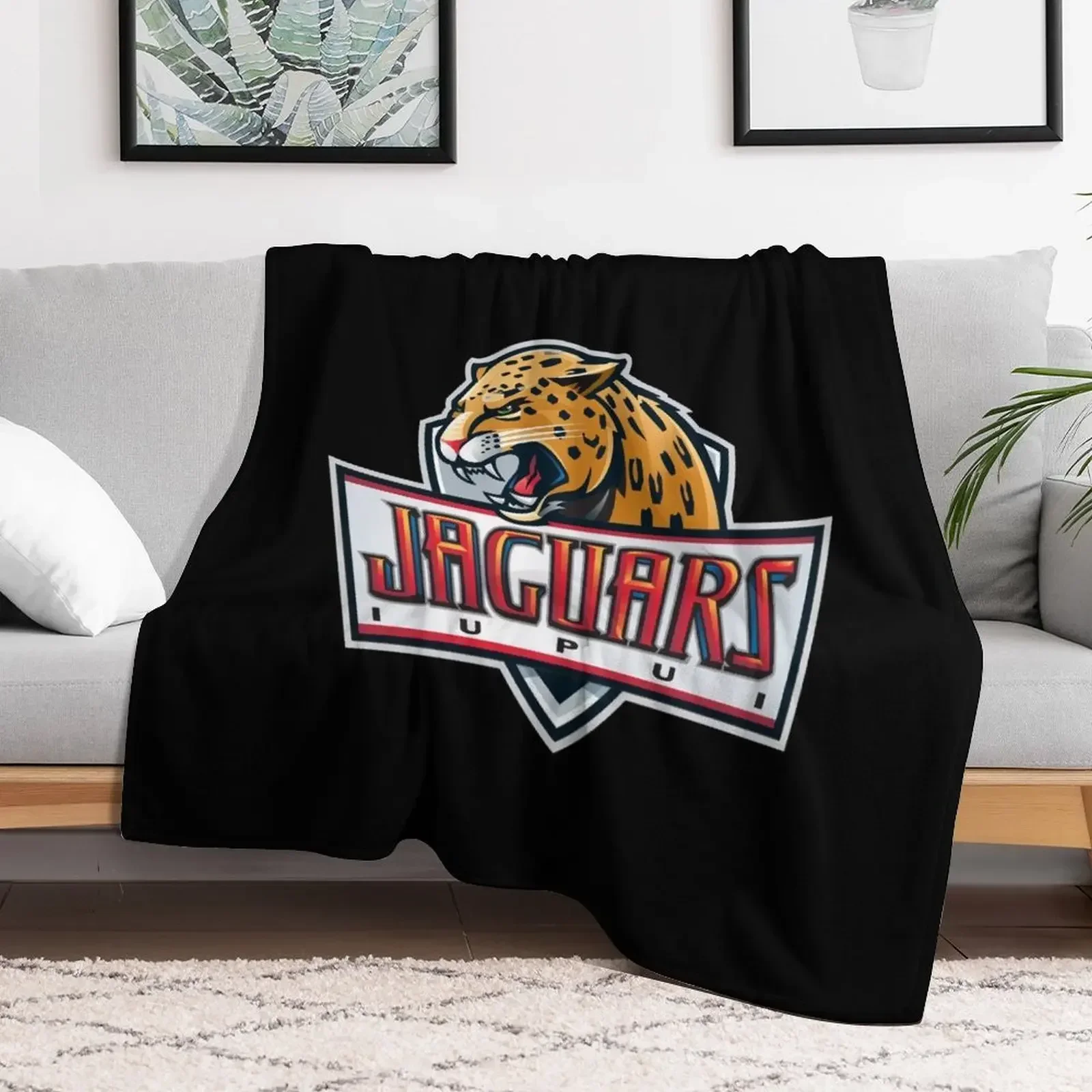 IUPUI Jaguars Throw Blanket Bed linens Thermal Blankets