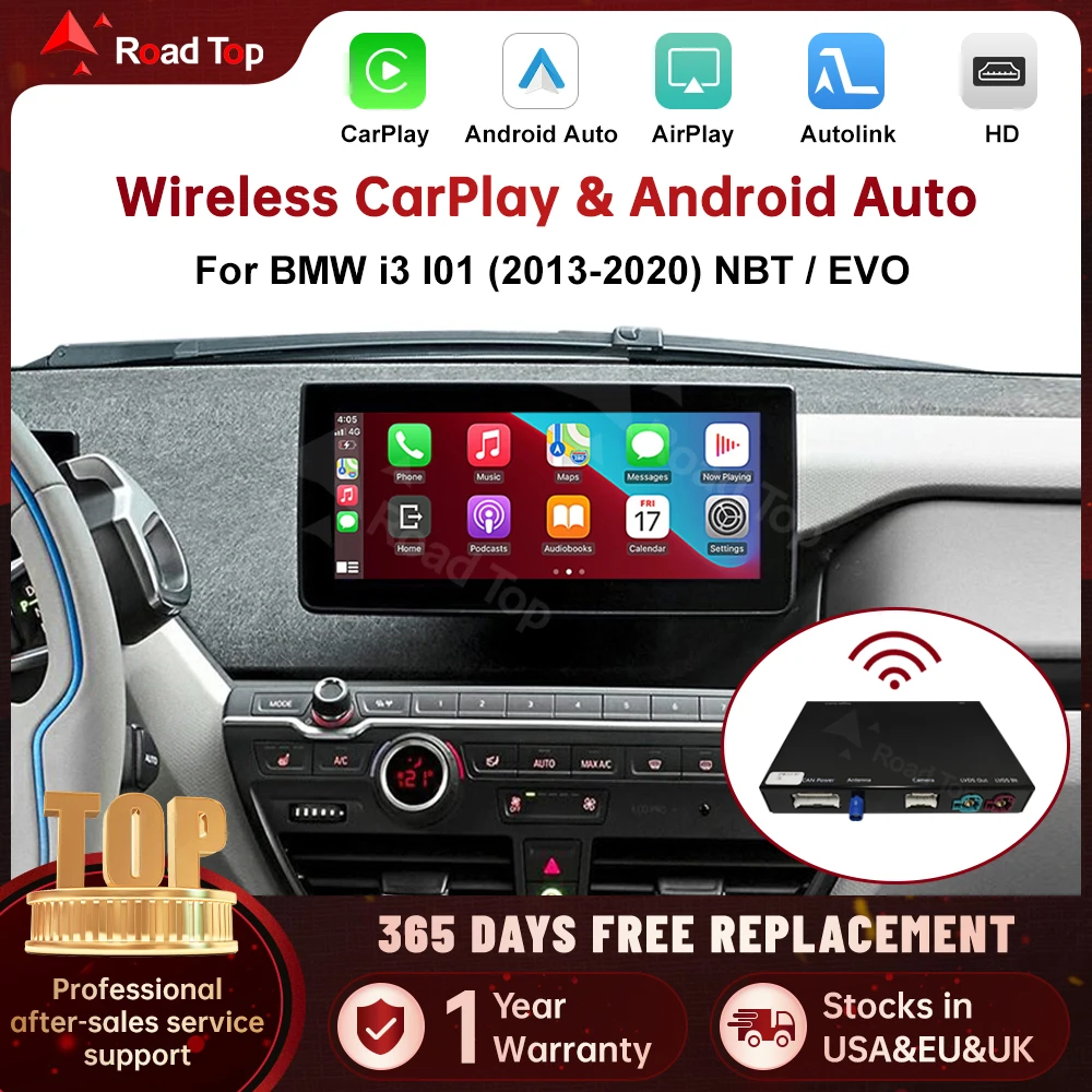 RoadTop Wireless CarPlay for BMW i3 I01 NBT EVO 2013-2020 With GPS Android Auto Mirror Link AirPlay CarPlay Autolink Function