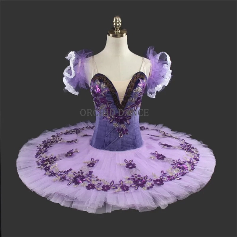 

Professional 12 Layers Custom Size Kids Girls Velvet Purple Ballet Tutu