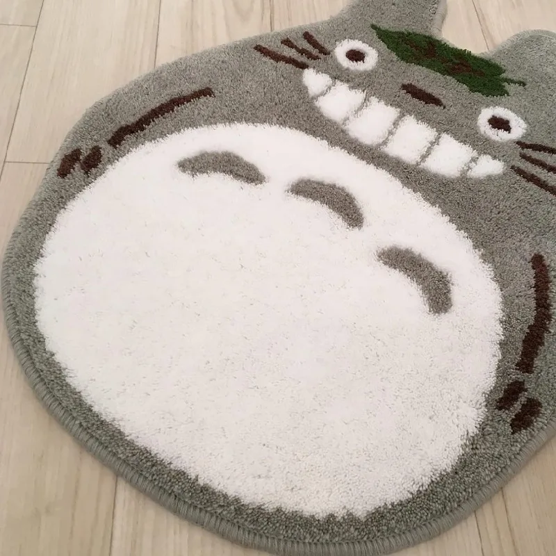New My Neighbor Totoro Irregular Faux Cashmere Rug Soft Cartoon Non-slip Floor Mat Water Absorbent Bedside & Entrance Doormat