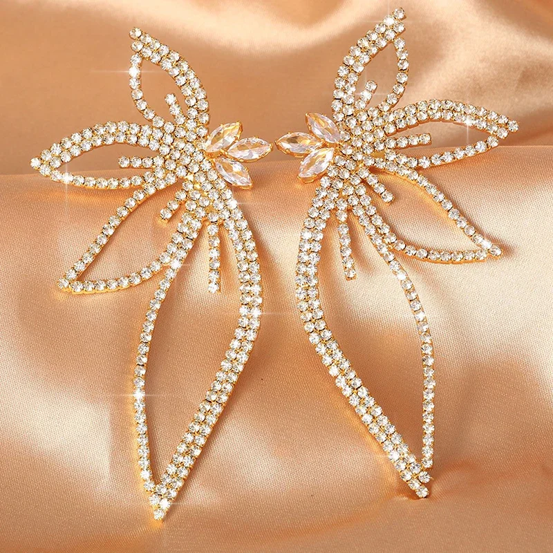 Earings Fashion Jewelry 2021 Light Luxury Geometry Zircon Wing Temperament Diamond Banquet Wedding Earrings For Women Wholesale