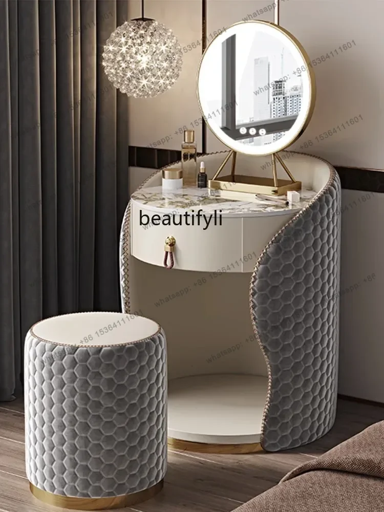 

European-Style Solid Wood Stone Plate Modern Simple and Light Luxury Small Apartment Bedroom Mini Makeup Table furniture