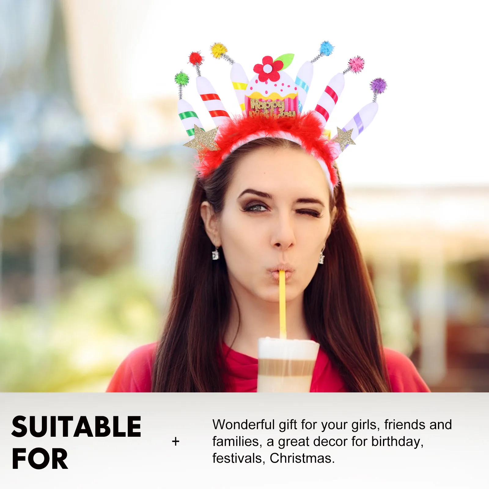 

Birthday Cake Headband Party Hairband for Girls Fabric Decorative Unique Design Comfortable Durable Chic Stand Out